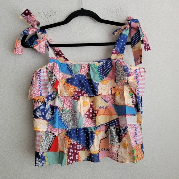 Sezane Mazy Top in Patchwork Vintage size 36 NWT - Picture 4 of 9